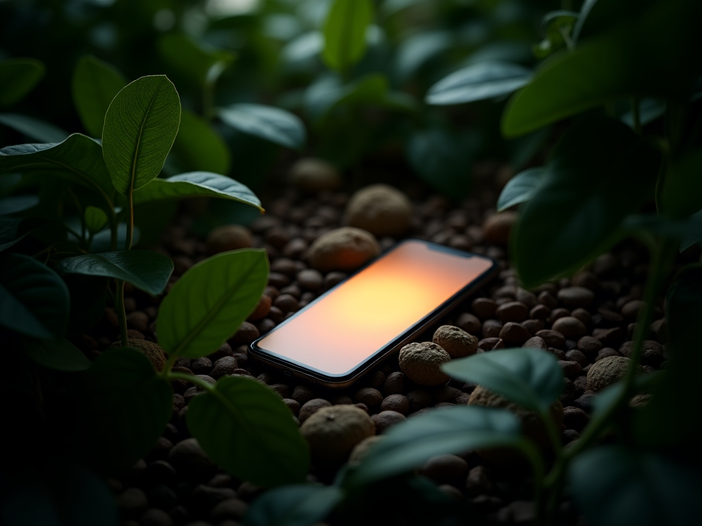 Smartphone integrado con naturaleza